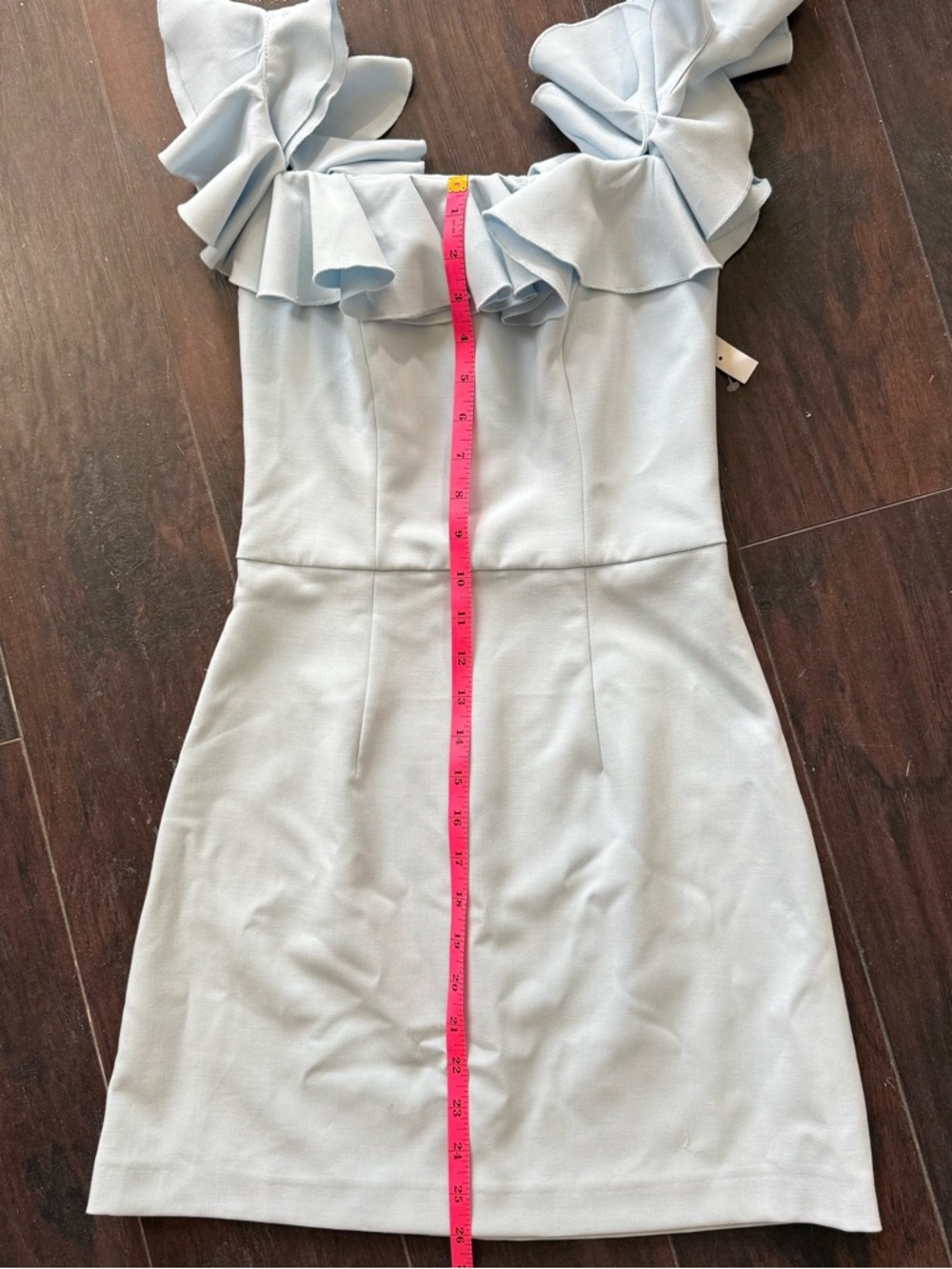 French Connection Light Blue Ruffle Mini Dress - Picture 12 of 13